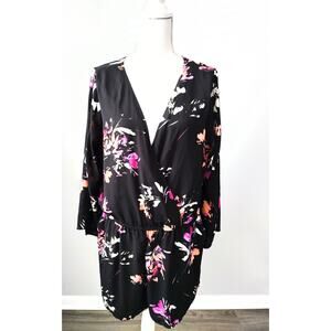 Arizona Jean Co Women Floral Pattern V-Neck Bell Sleeves Side Pockets Romper